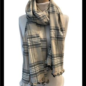 J. Crew Beige and Gray Plaid Scarf